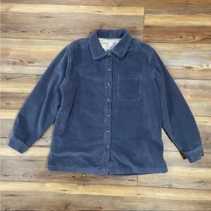 L.L. Bean Wide Wale Corduroy Shirt Jacket Medium Blue Soft Flannel Lined Shacket